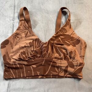 Aerie Offline Real Me Sports Bra Womens S Brown Floral Medium Support Tropical